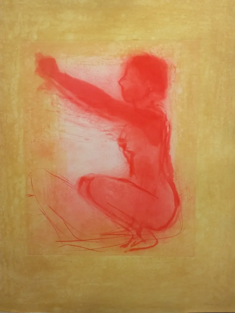 Lithograph Garache - Nude