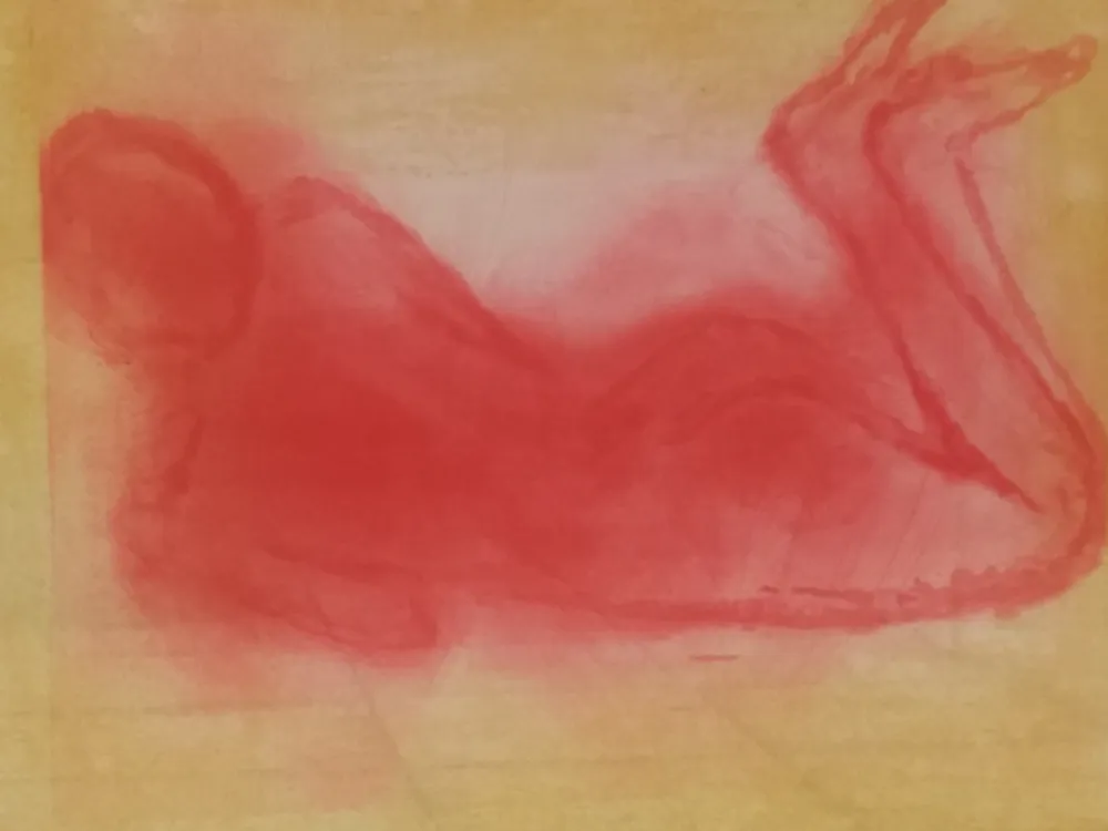 Lithograph Garache - Nude figure