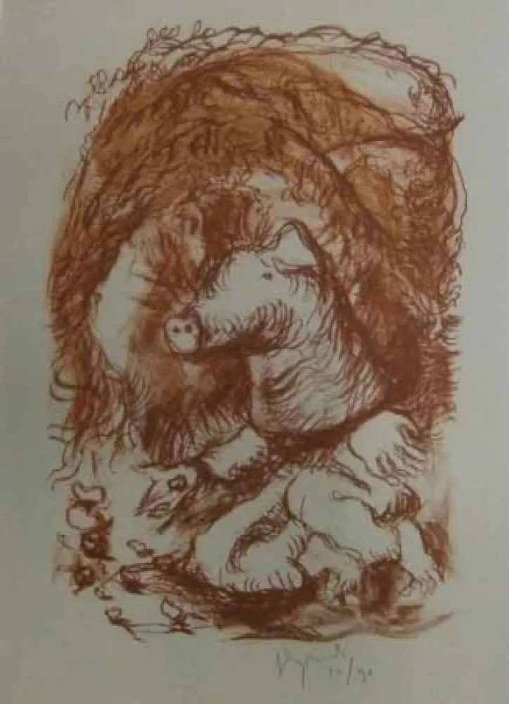 Lithograph Garouste - Marché de la truffe