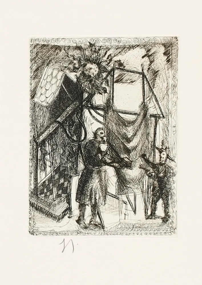 Etching Garouste - Sans titre carte de voeix