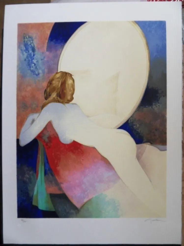 Lithograph Gaveau - Nu au miroir