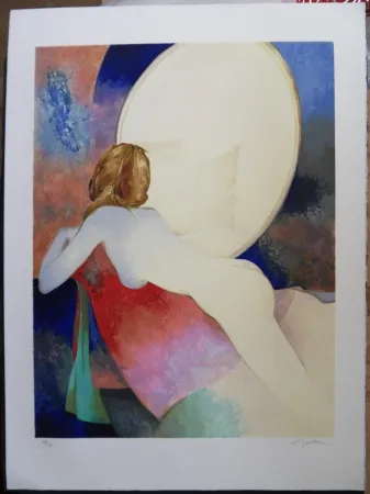 Lithograph Gaveau - Nu au miroir