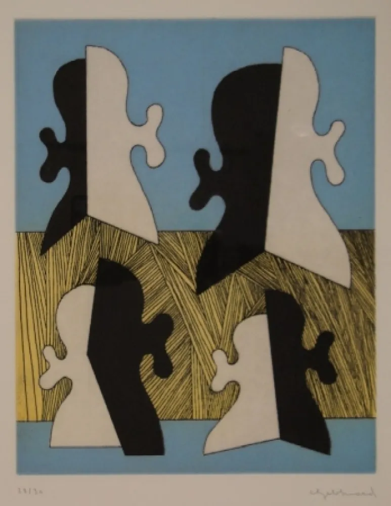 Etching Gebhard - Vier Köpfe