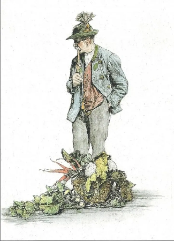 Etching Geissler - Der Gemüsemann / The Vegetable Seller