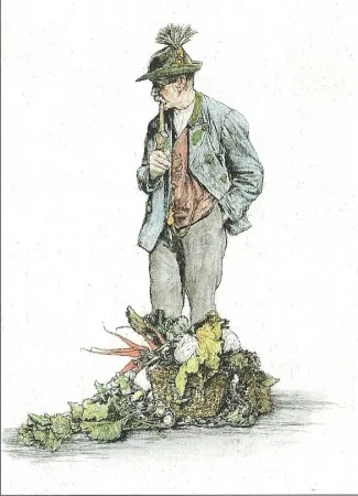 Etching Geissler - Der Gemüsemann / The Vegetable Seller