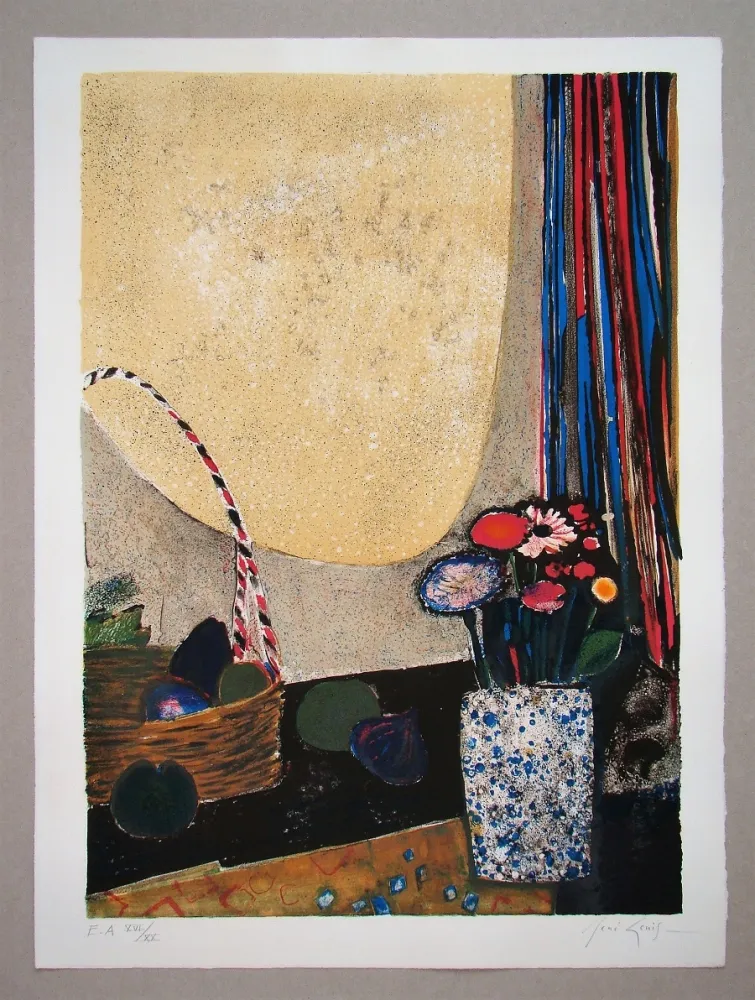 Lithograph Genis - Nature morte au bouquet