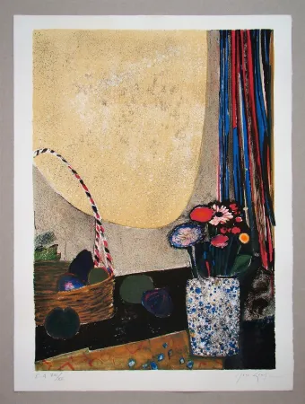 Lithograph Genis - Nature morte au bouquet