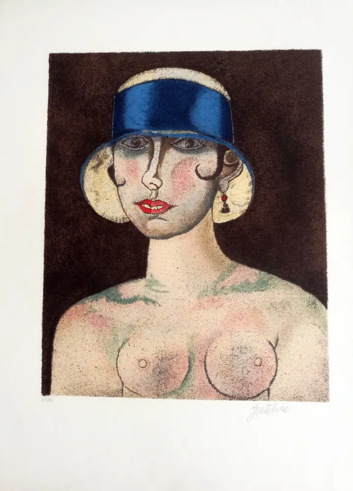 Lithograph Gentilini - Ragazza di Roma