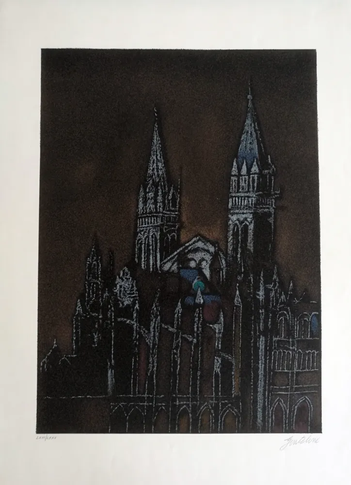 Lithograph Gentilini - Saint-Cocentin de Quimper
