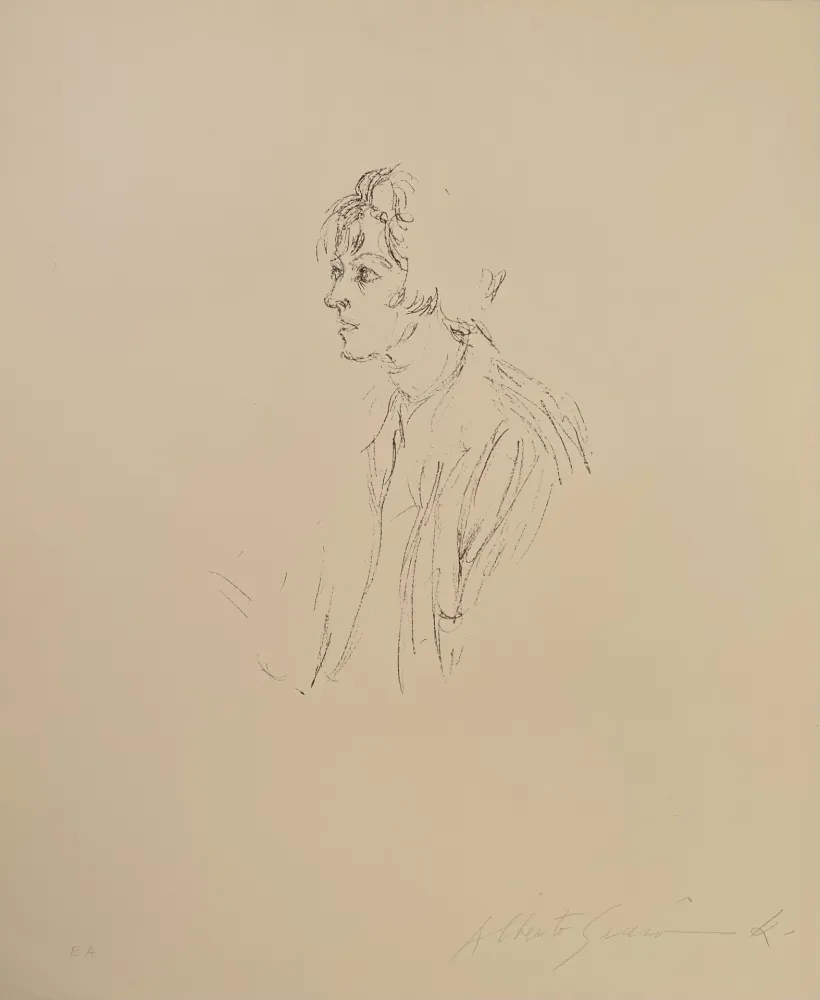 Lithograph Giacometti - Buste d'une femme regardant a gauche - signed