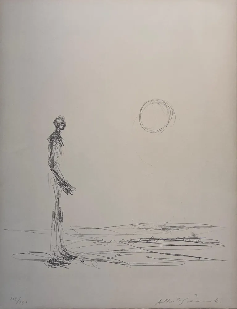 Lithograph Giacometti - Homme debout et Soleil 