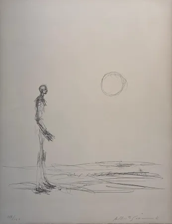 Lithograph Giacometti - Homme debout et Soleil 