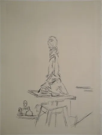 Engraving Giacometti - L'Atelier à la selette I. (Studio with the turntable)