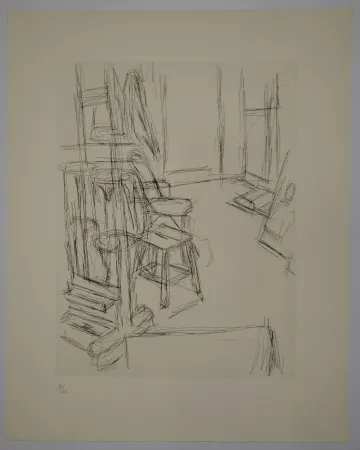 Etching Giacometti - L'Atelier au chevalet (Studio with the Easel)
