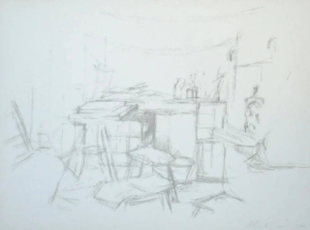Lithograph Giacometti - L'Atelier aux bouteilles