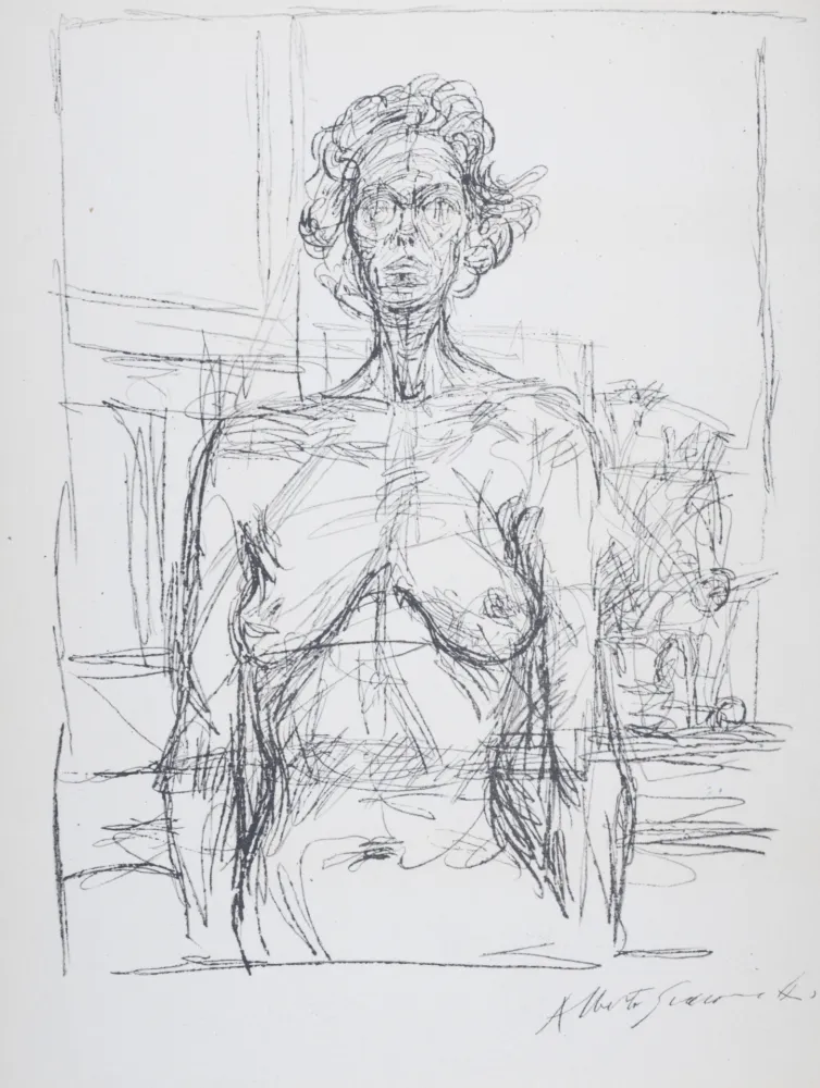 Lithograph Giacometti - Portrait, 1966