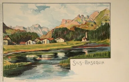 Lithograph Giacometti - Sils-Baseglia / Samaden / Sils-Maria / Silva Plana mit Piz Margna / Maloja / Der Schafberg