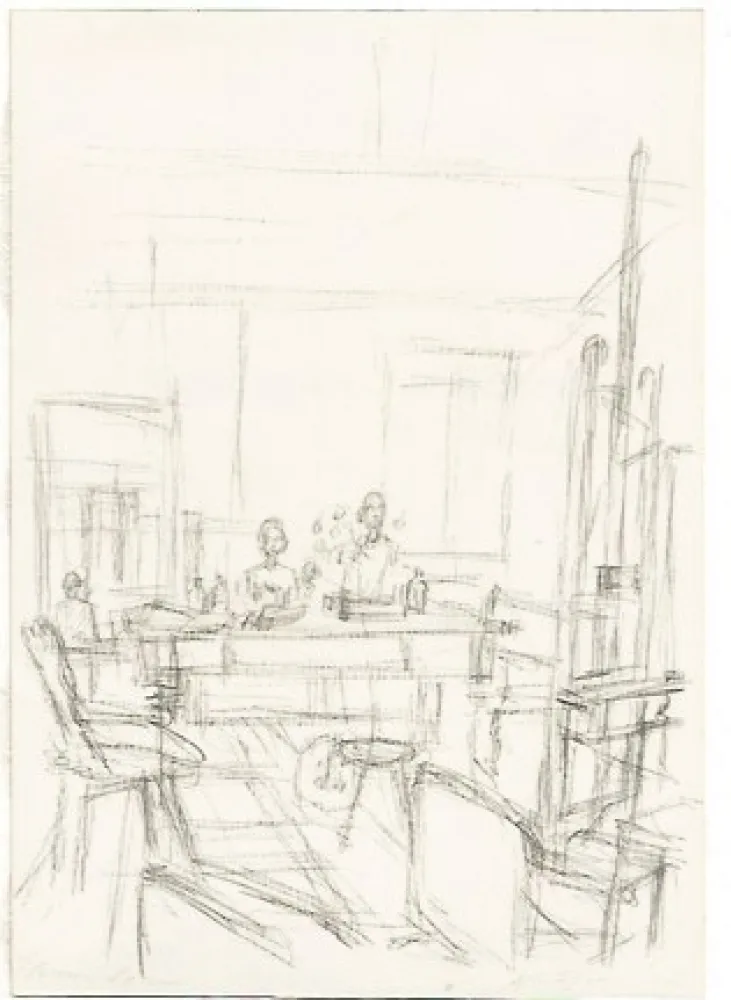 Lithograph Giacometti - The Artist's Studio