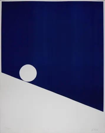 Screenprint Gilioli - Blue Composition, c. 1970s -  Hand-signed!