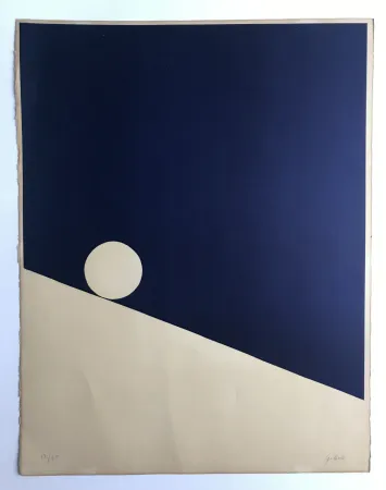 Lithograph Gilioli - Sans titre (Composition en bleu)