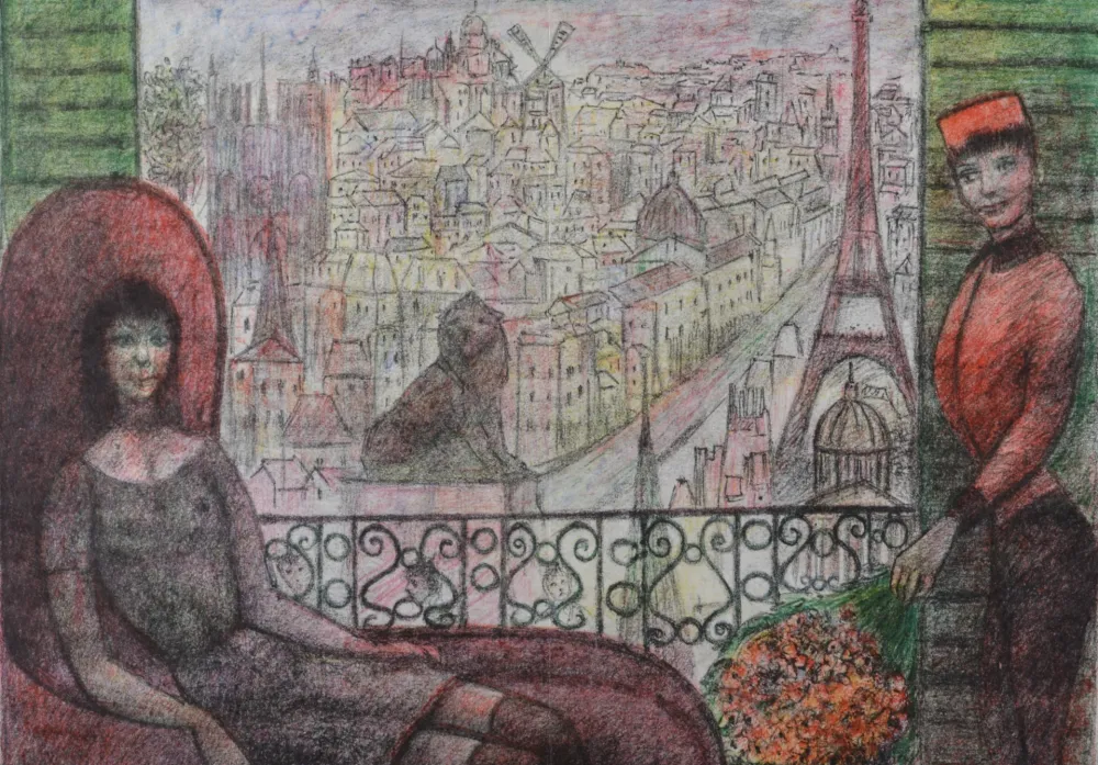 Lithograph Goerg - Du balcon, 1964