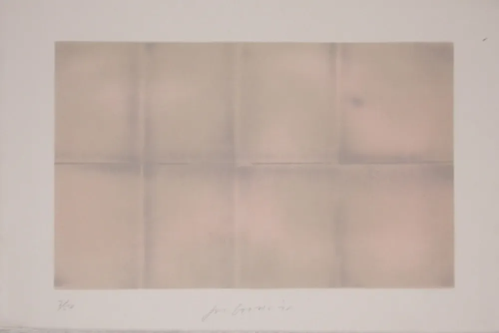 Lithograph Goode - Grey Folded Clouds - III Pink and Green