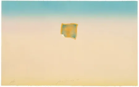 Lithograph Goode - Untitled (small orange photo on peach and blue background)