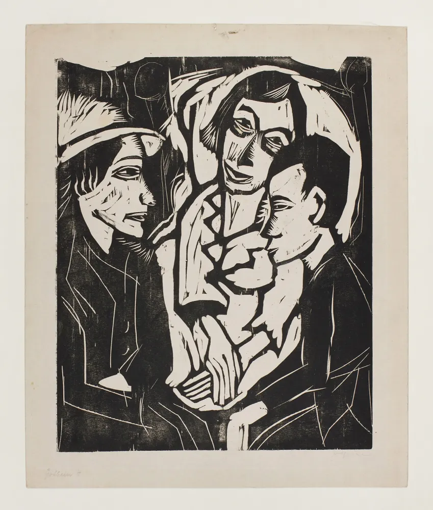 Woodcut Gothein - Drei Menschen im Gespräch (Three People in Conversation)
