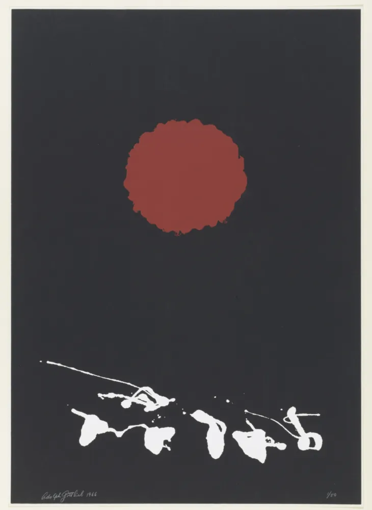 Screenprint Gottlieb - Black Ground, Red Disc