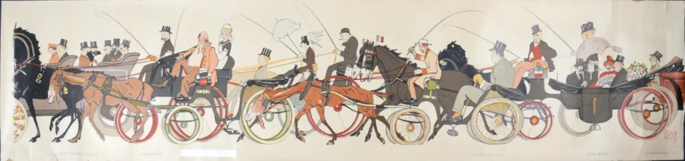 Lithograph Goursat - Le Retour des courses