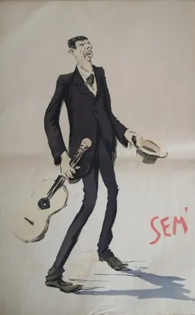 Lithograph Goursat - SEM - Caricature Album Marseillais