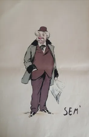 Lithograph Goursat - SEM - Caricature Album Marseillais