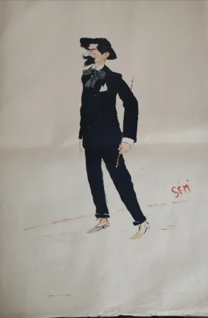 Lithograph Goursat - SEM - Caricature Album Marseillais