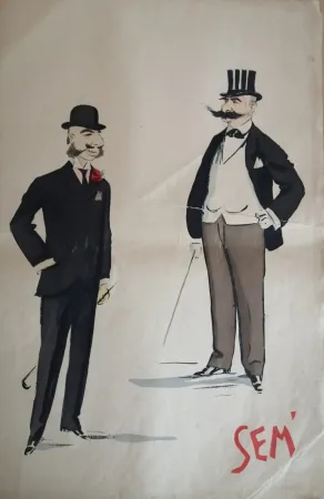 Lithograph Goursat - SEM - Caricature Album Marseillais