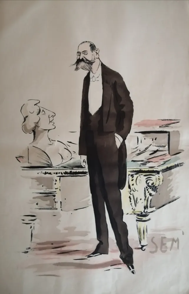 Lithograph Goursat - SEM - Caricature Album Marseillais