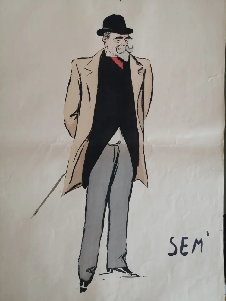 Lithograph Goursat - SEM - Caricature Album Marseillais