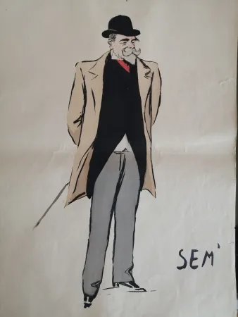 Lithograph Goursat - SEM - Caricature Album Marseillais