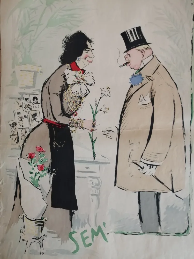 Lithograph Goursat - SEM - Caricature Album Marseillais