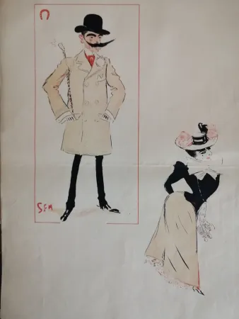 Lithograph Goursat - SEM - Caricature Album Marseillais