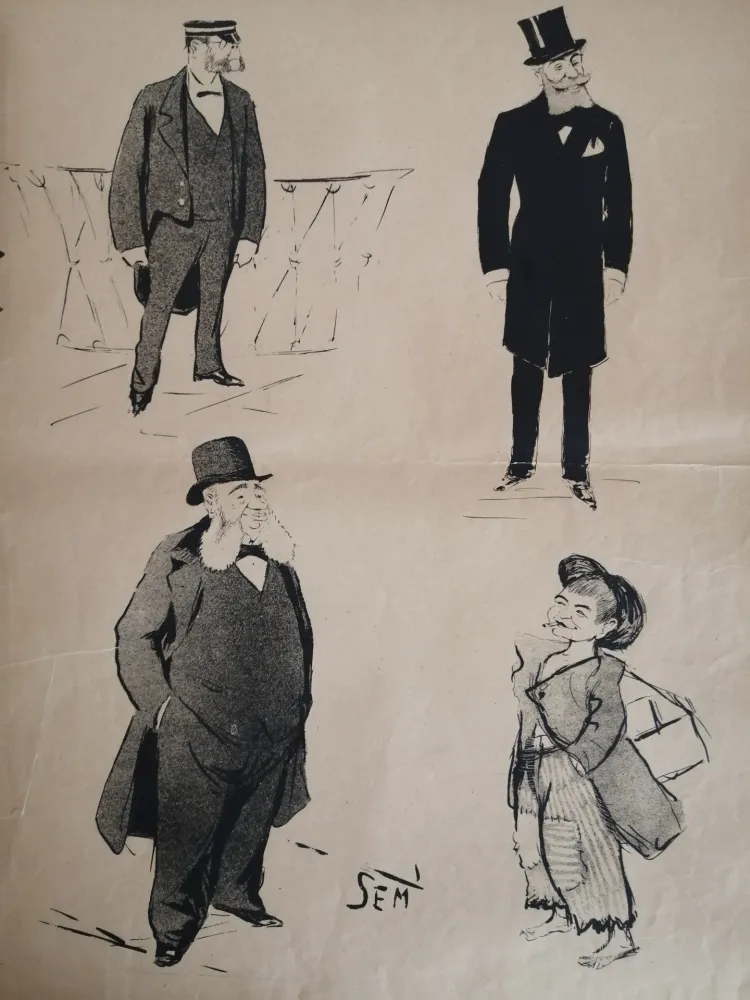 Lithograph Goursat - SEM - Caricature Album Marseillais