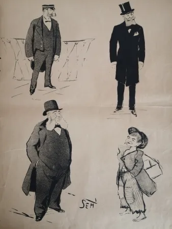 Lithograph Goursat - SEM - Caricature Album Marseillais