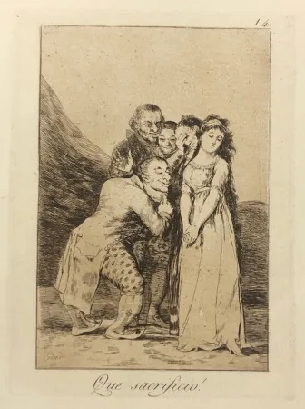 Engraving Goya - Capricho 14. Que sacrificio