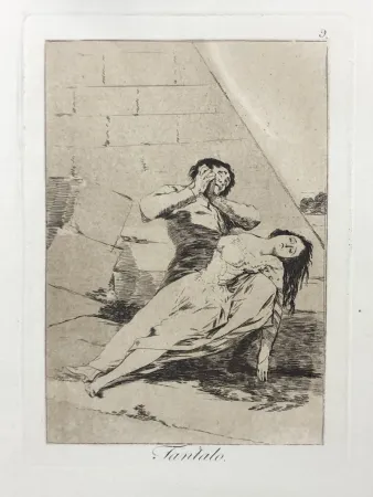 Engraving Goya - Capricho 9. Tantalo