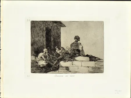 Etching And Aquatint Goya - CLAMORES EN VANO