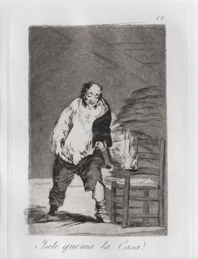 Etching And Aquatint Goya - Ysele quema la casa / And His House Burns Down