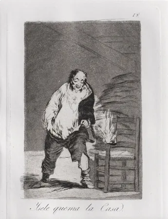 Etching And Aquatint Goya - Ysele quema la casa / And His House Burns Down