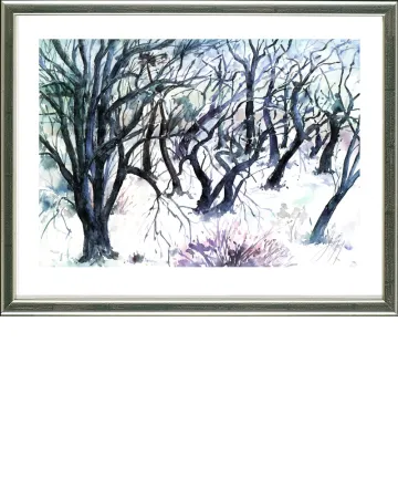Lithograph Grass - Baumlandschaft  Winter