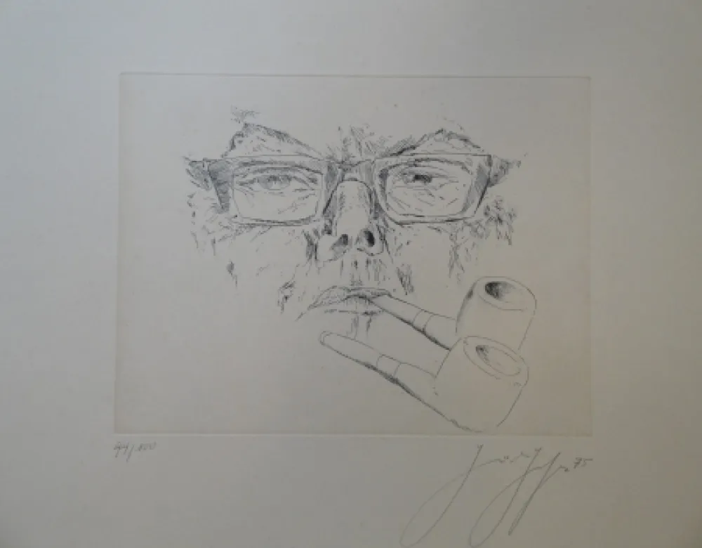 Etching Grass - Doppelter Max. Kopf Max Frisch mit Pfeife