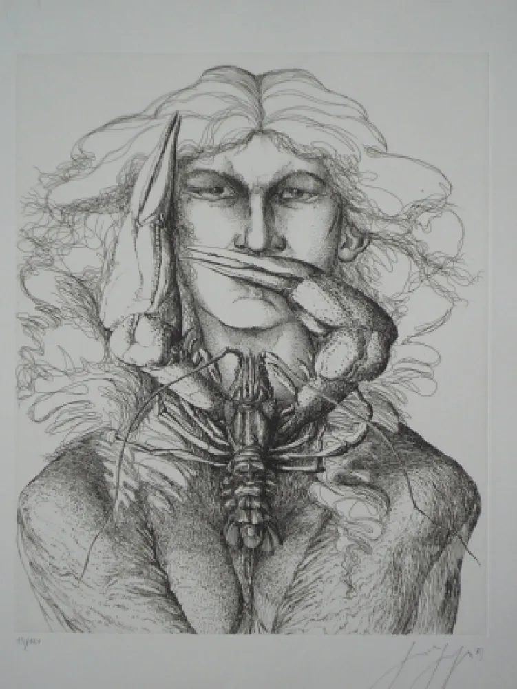 Engraving Grass - Personnage à l'écrevisse