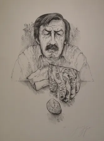 Lithograph Grass - Selbst mit Handschuh und Stein